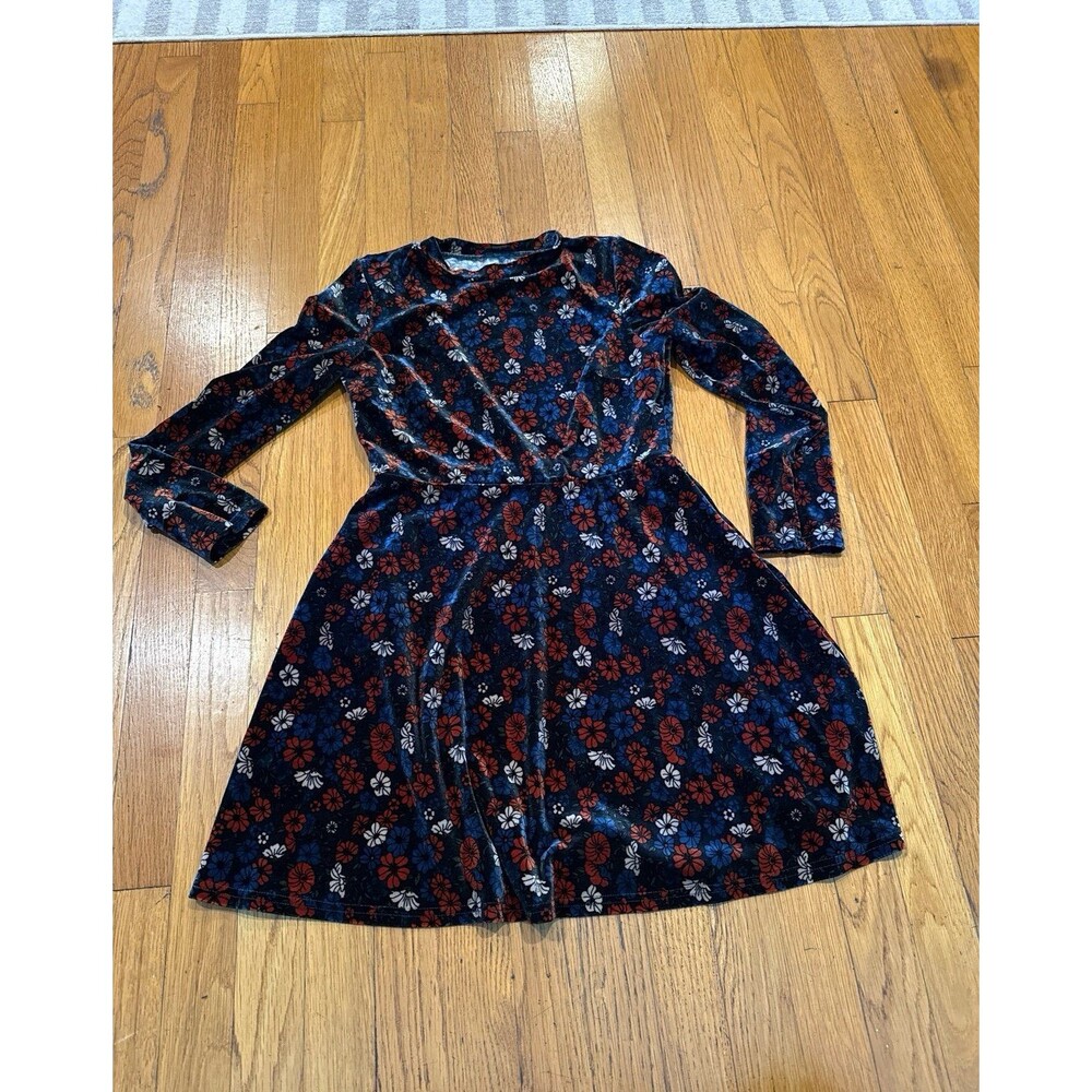 Topshop Velvet floral long sleeve dress